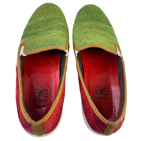LOLOI Mens One Time Release One of a Kind Green Red Blue Tan Slip On Loafer S 44 - Picture 8 of 13